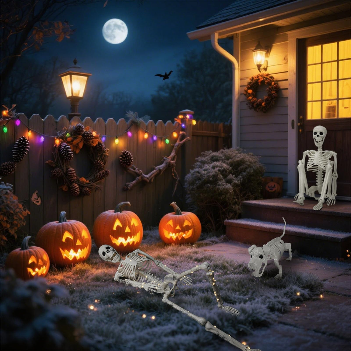 Posable Human & Dog Skeleton Set – Halloween Decoration