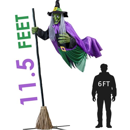 11.5 Ft Animated Hovering Witch – Halloween Outdoor Decoration