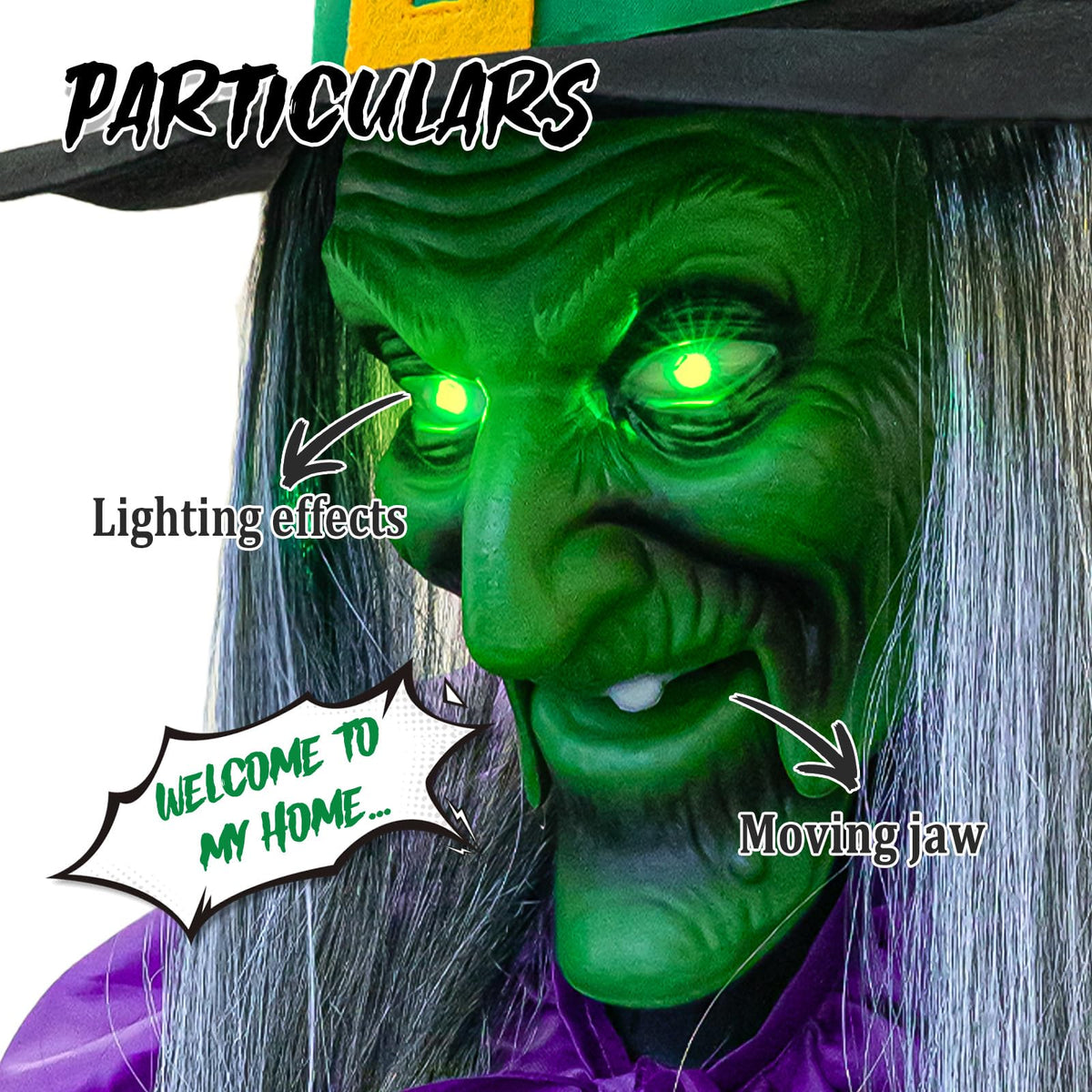 11.5 Ft Animated Hovering Witch – Halloween Outdoor Decoration