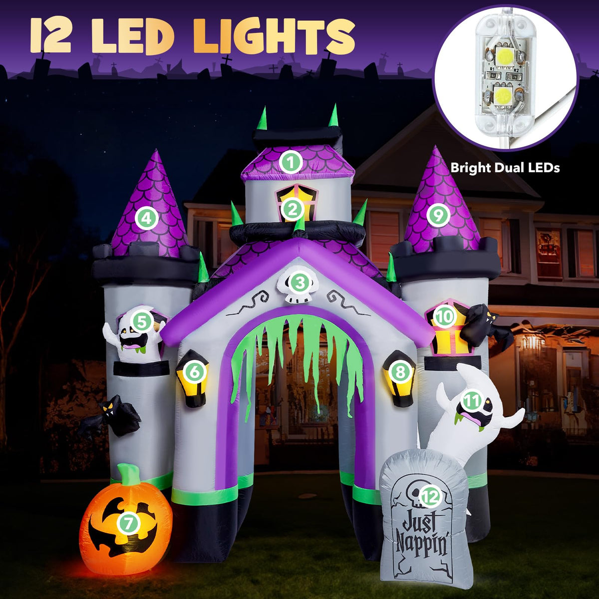 12 FT Halloween Inflatable Haunted Castle Archway – Outdoor Yard Decoration