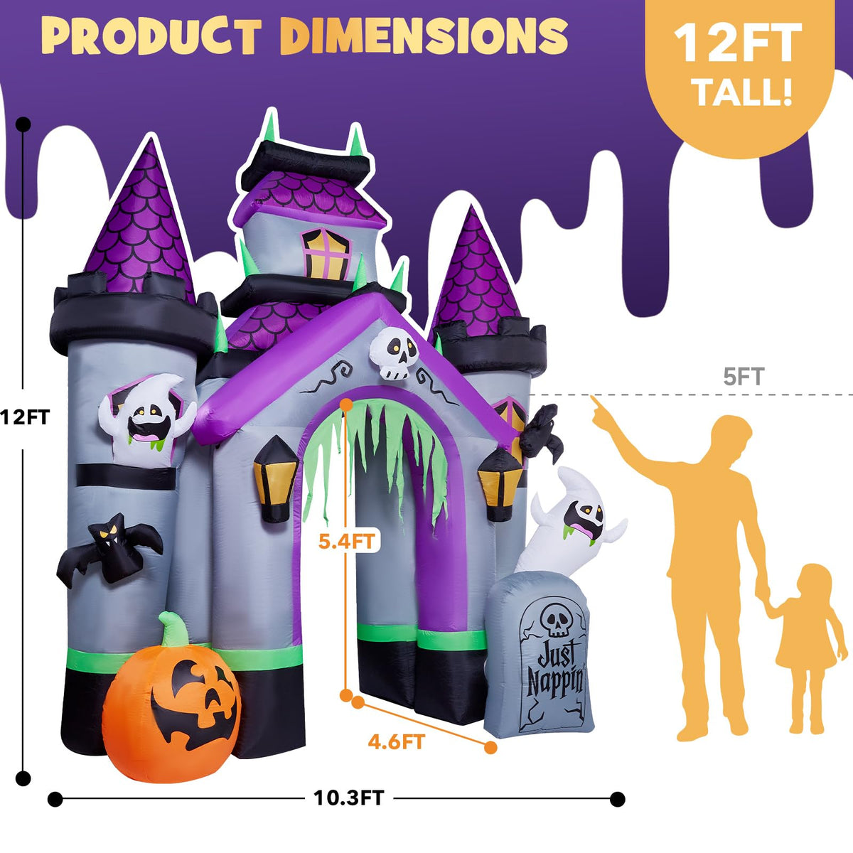 12 FT Halloween Inflatable Haunted Castle Archway – Outdoor Yard Decoration