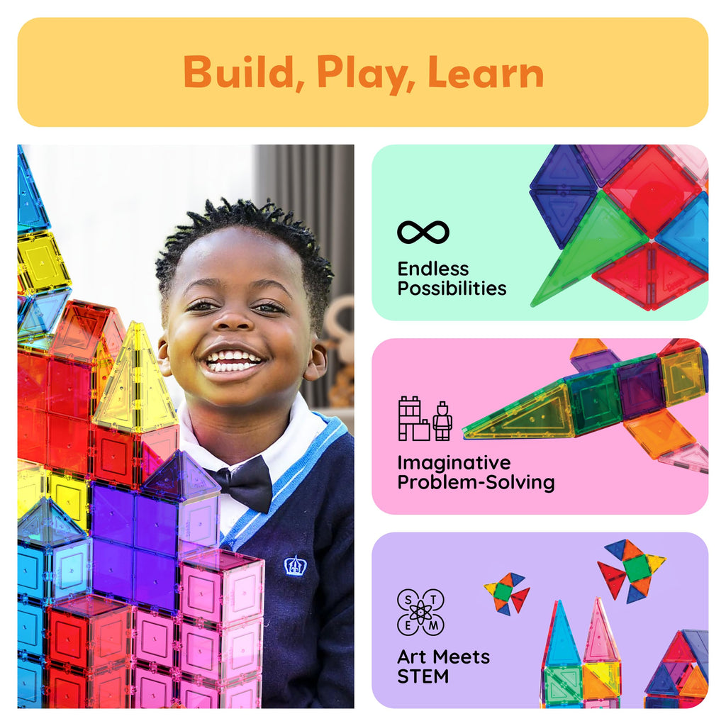 100-Piece STEM Magnetic Tiles (Ages 3+)